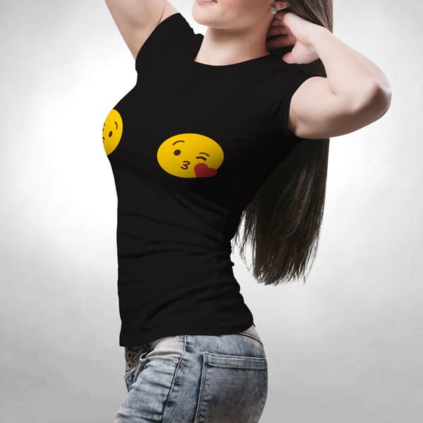 Blowing Kiss Emoji Women T Shirt by Boobie Tees - Boobie Tees